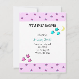 Stars en Moon Baby shower Invitation Kaart