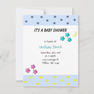 Stars en Moon Baby shower Invitation Kaart