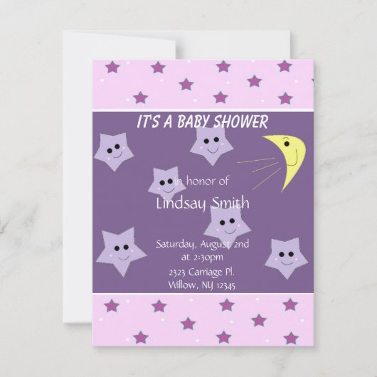 Stars en Moon Baby shower Invitation Kaart (Voorkant)