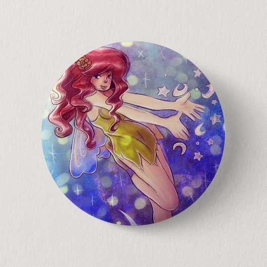 Stars en Moon Fairy Ronde Button 5,7 Cm (Voorkant)