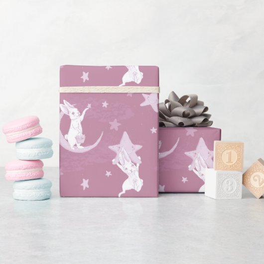 Stars en pekel op roze cadeaupapier (Baby Shower)