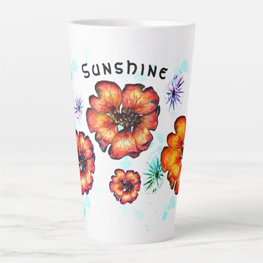 Stars en Scarlet Flowers Latte Mok (Voorkant)