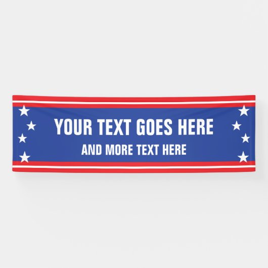 Stars en strepen 4 juli met aangepaste tekst spandoek (Horizontaal)