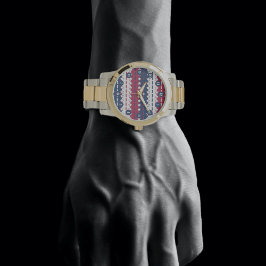 Stars en strepen - Patriottisch - Rood Blauw Horloge