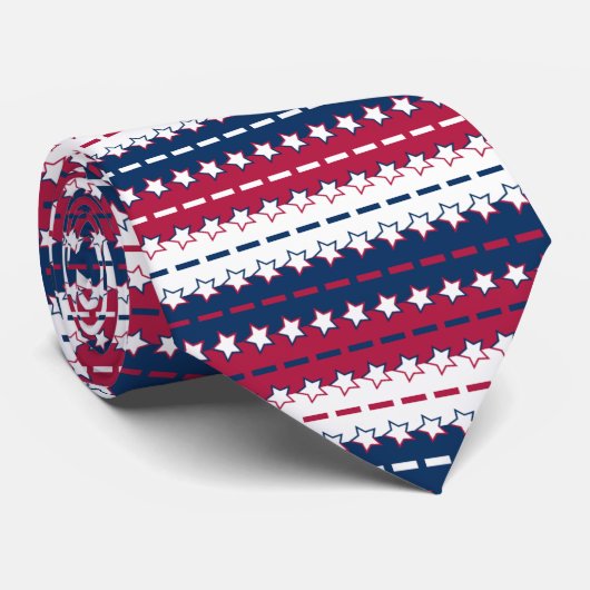 Stars en strepen - Patriottisch - Rood Blauw Stropdas (Opgerold)