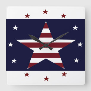 STARS EN STRIPEN PATRIOTISCHE WALLCLOCK VIERKANTE KLOK