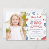 Stars en Stripes 2e verjaardag Fotokaart Kaart (Voorkant)