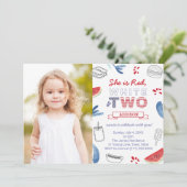 Stars en Stripes 2e verjaardag Fotokaart Kaart (Staand voorkant)