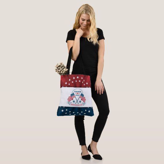 Stars en Stripes 4 juli Canvas tas (Op model)