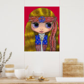 Stars en Stripes 4 juli Hippie Poster (Keuken)