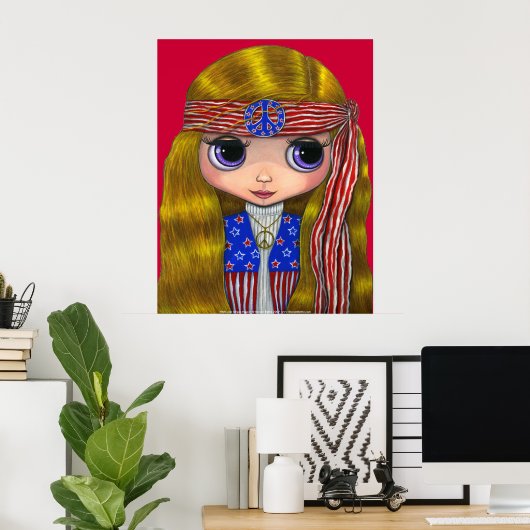 Stars en Stripes 4 juli Hippie Poster (Thuiskantoor)