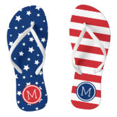 Stars en Stripes 4 juli Monogram Teenslippers (Voetbed)