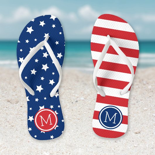 Stars en Stripes 4 juli Monogram Teenslippers