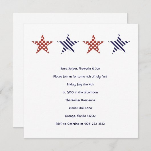 Stars en Stripes 4e juli Kaart (Voorkant / Achterkant)