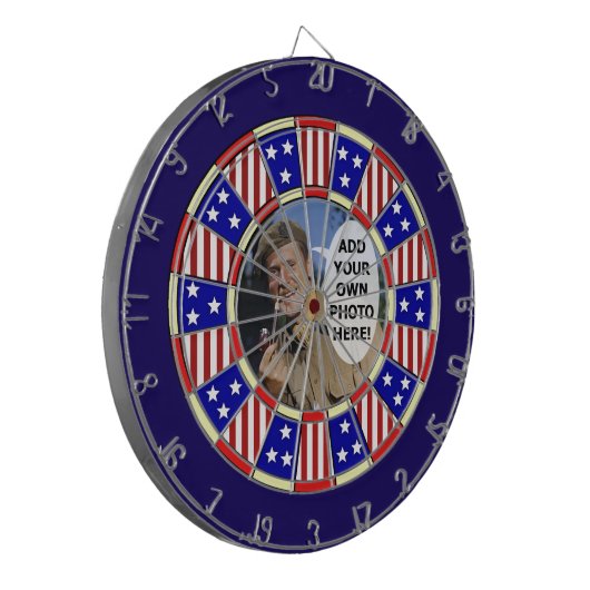 Stars en Stripes American Add Custom Photo Dartbord (Voorkant Links)