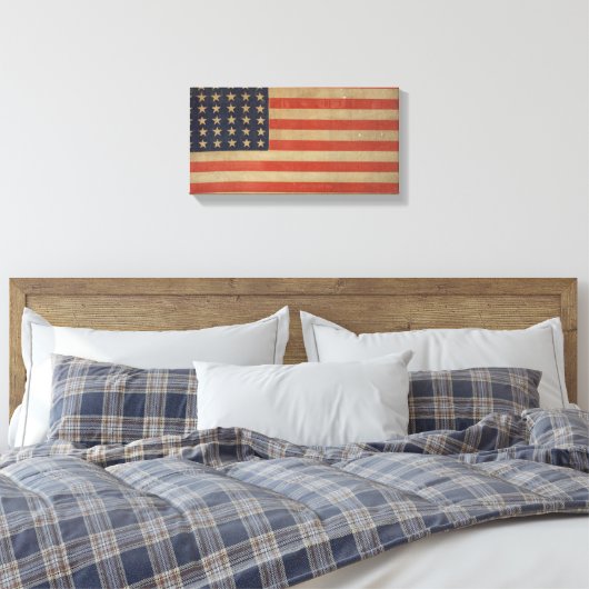 Stars en Stripes  Amerikaanse vlag Canvas Afdruk (Insitu (Slaapkamer))