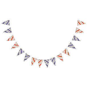Stars en Stripes - Blue Red Gold White Pattern 1 Vlaggetjes