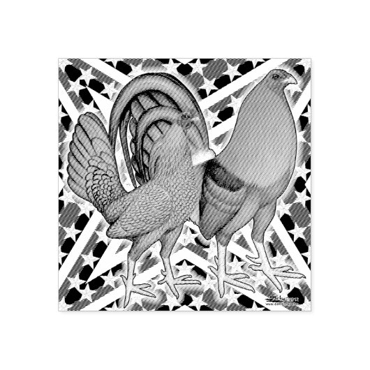 Stars en Stripes Gamefowl Rubberstempel (Afrduk)