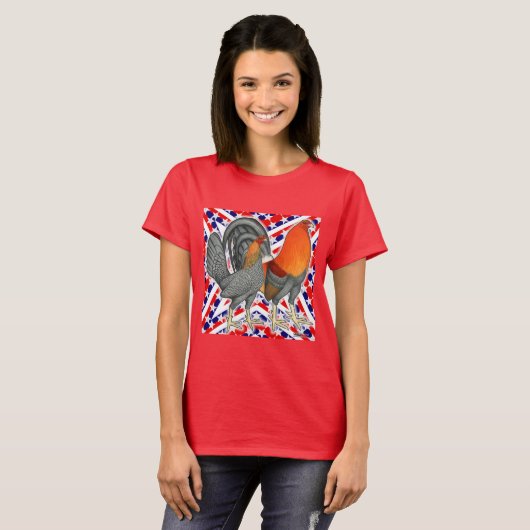 Stars en Stripes Gamefowl T-shirt (Voorkant volledig)