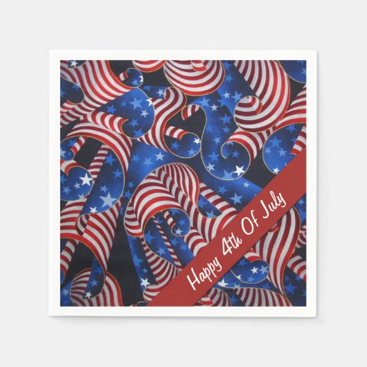 Stars en Stripes Patriotic Curls Napkins Servet (Voorkant)