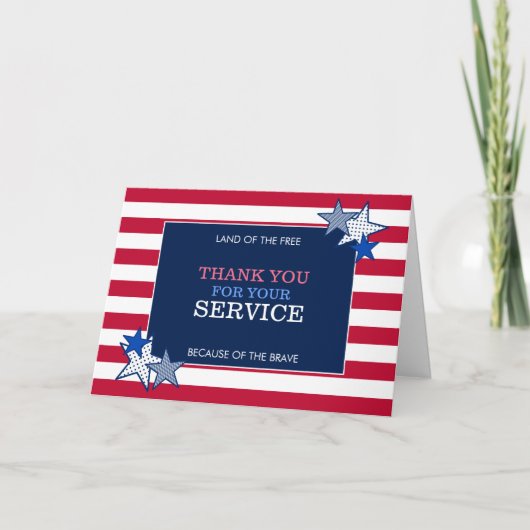 Stars en Stripes Patriotic Veteran Service Modern Bedankkaart (Voorkant)