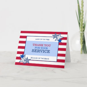 Stars en Stripes Patriotic Veteran Service Modern Bedankkaart