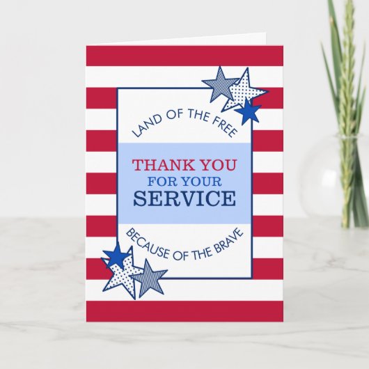 Stars en Stripes Patriotic Veteran Service Modern Bedankkaart (Voorkant)