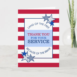 Stars en Stripes Patriotic Veteran Service Modern Bedankkaart