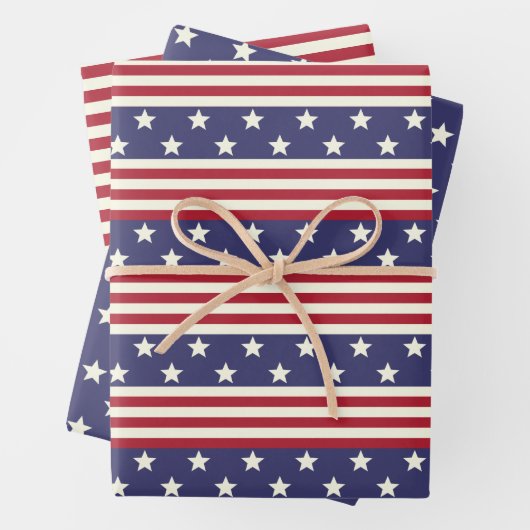 Stars en Stripes Patriottic American Flag Verenigd Inpakpapier Vel (In situ)