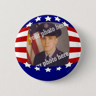 Stars en Stripes Patriottic Custom Photo Red White Ronde Button 5,7 Cm