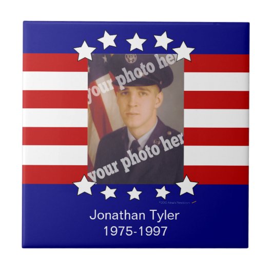 Stars en Stripes Patriottic Custom Photo Tile Tegeltje (Voorkant)