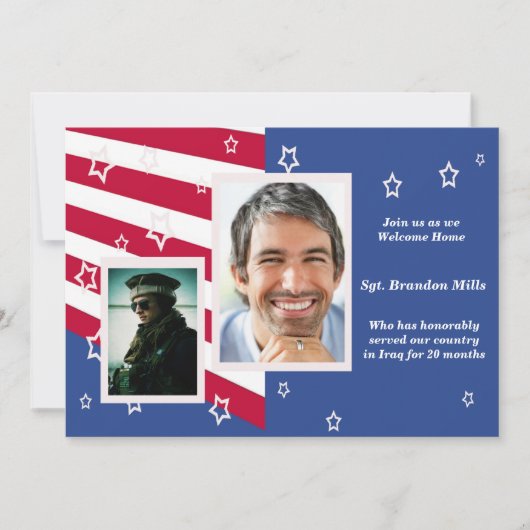 Stars en Stripes Photo Patriottic Party Invitation Kaart (Voorkant)