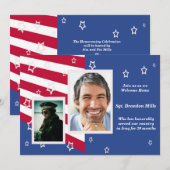 Stars en Stripes Photo Patriottic Party Invitation Kaart (Voorkant / Achterkant)