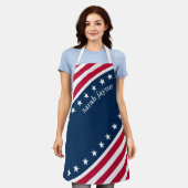 Stars en Stripes Red White Blue Apron Schort (Gedragen)