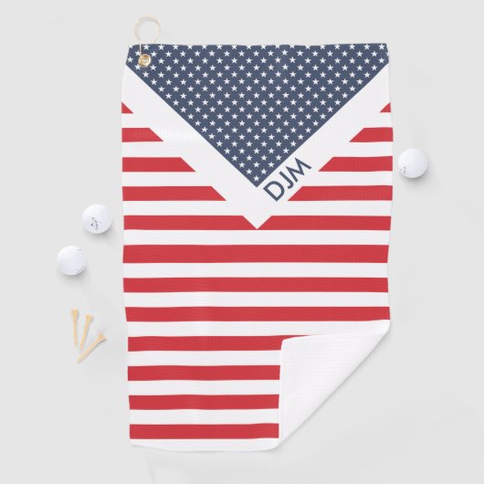 Stars en Stripes Red White en Blue Monogramed Golfhanddoek (Insitu)