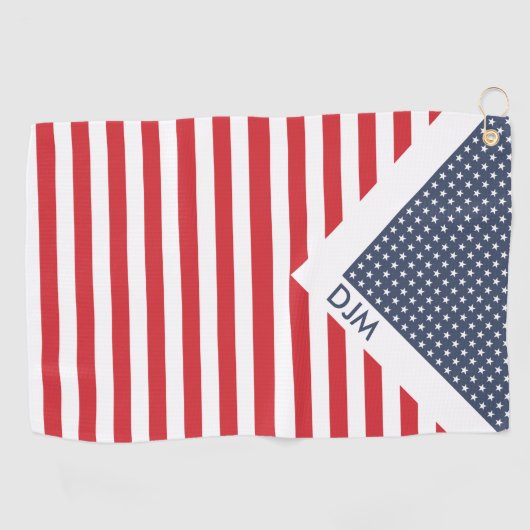 Stars en Stripes Red White en Blue Monogramed Golfhanddoek (Horizontaal)