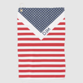 Stars en Stripes Red White en Blue Monogramed Golfhanddoek (Voorkant)