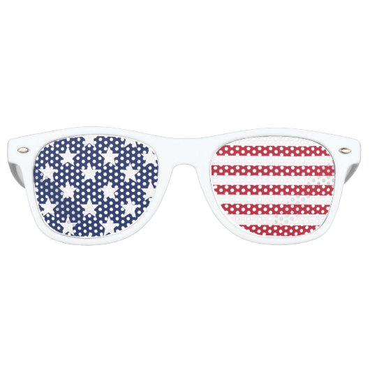 Stars en Stripes Red White en Blue Patriotic Retro Zonnebril (Voorkant)