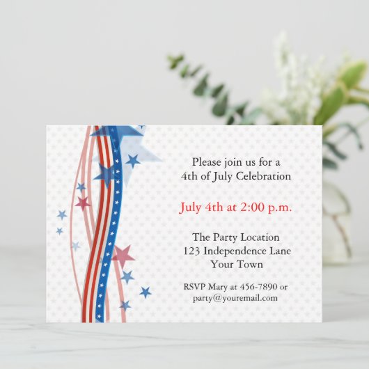 Stars en Stripes Streamers Kaart (Staand voorkant)