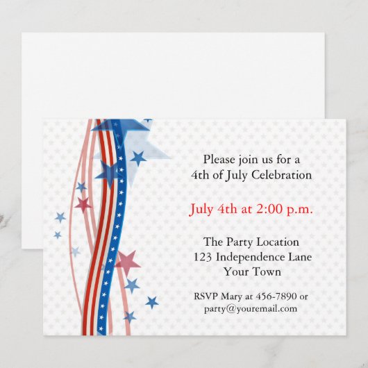 Stars en Stripes Streamers Kaart (Voorkant / Achterkant)