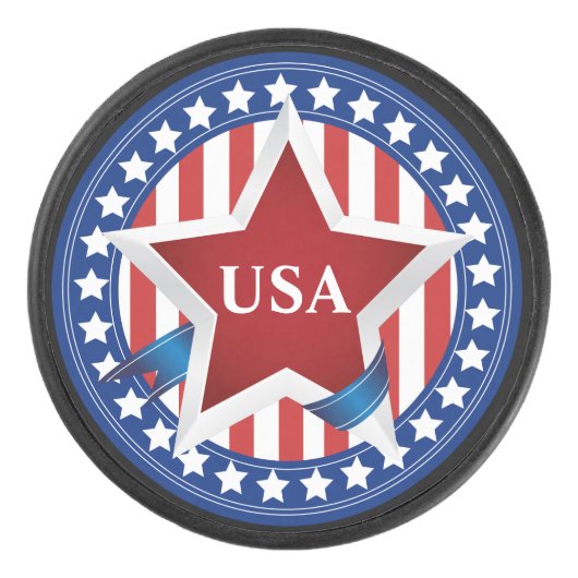 Stars en Stripes uit de VS Hockey Puck (Voorkant)