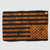 Stars en Stripes US Flag Sketchy Design in Oranje Golfhanddoek (Horizontaal)