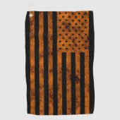 Stars en Stripes US Flag Sketchy Design in Oranje Golfhanddoek (Voorkant)