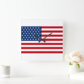 Stars en Stripes USA Vierkante Klok (Huis)