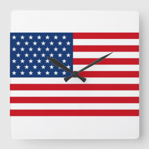 Stars en Stripes USA Vierkante Klok