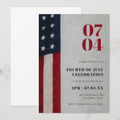 Stars en Stripes Vlag Rood Blauw op 4 juli Kaart (Voorkant / Achterkant)