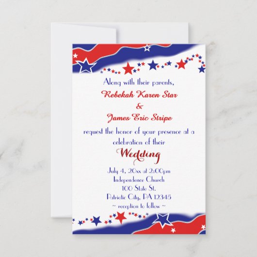 Stars en Stripes Wedding Kaart (Voorkant)
