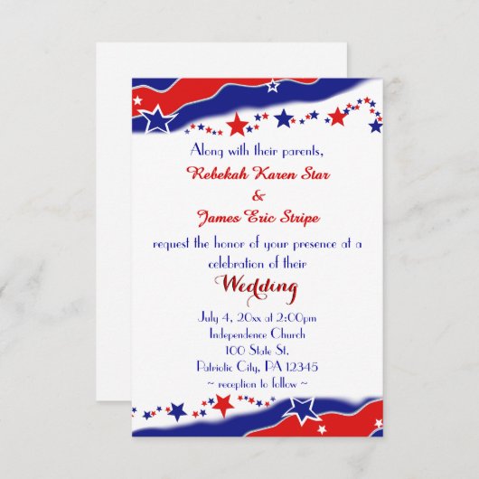 Stars en Stripes Wedding Kaart (Voorkant / Achterkant)