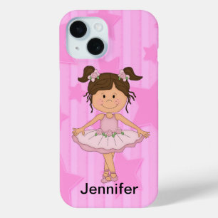 Stars en stripes worden door een roze balet gepers iPhone 15 case