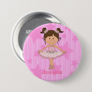 Stars en stripes worden door een roze balet gepers ronde button 7,6 cm